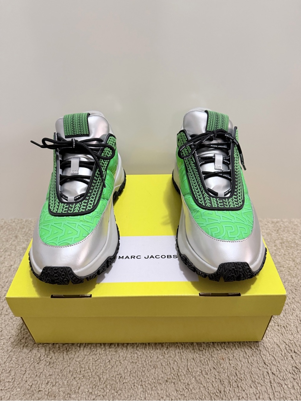 Marc Jacobs Silver & Neon Green Men's Sneakers